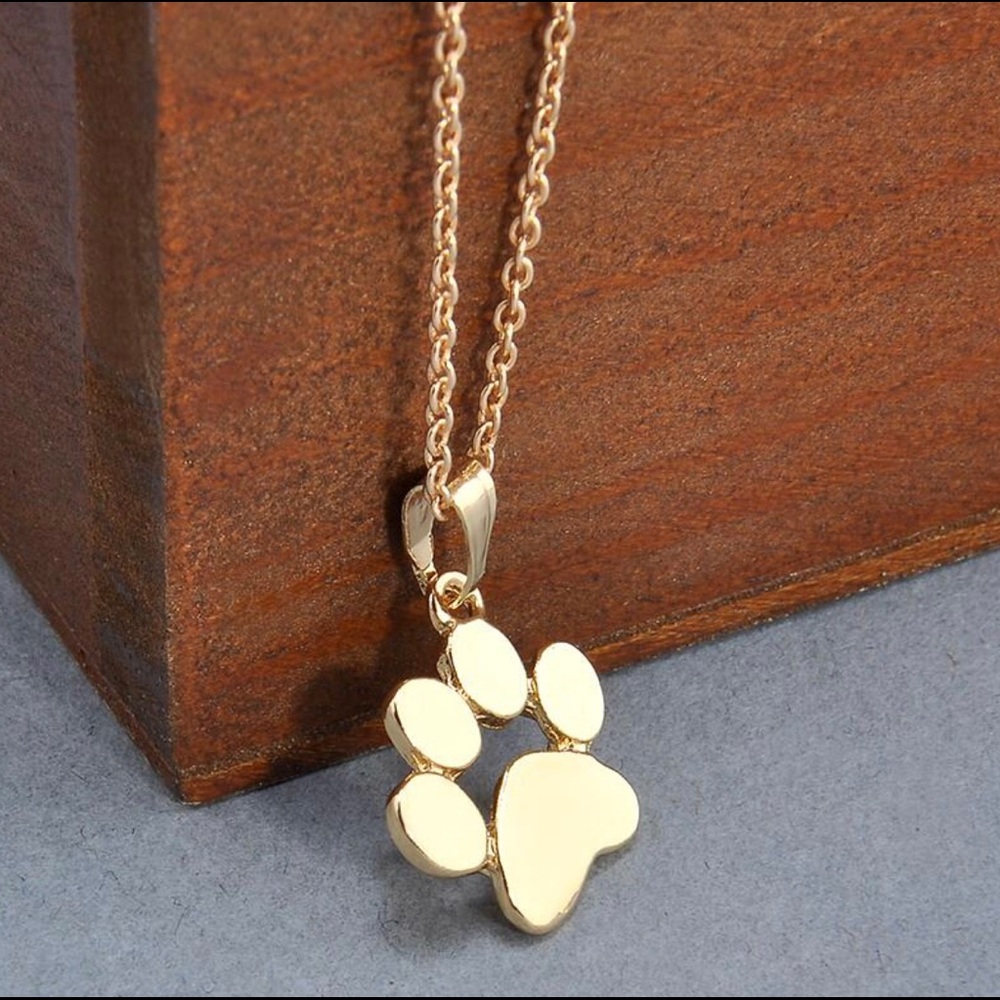 Cute GOLD Dog Paw Necklace